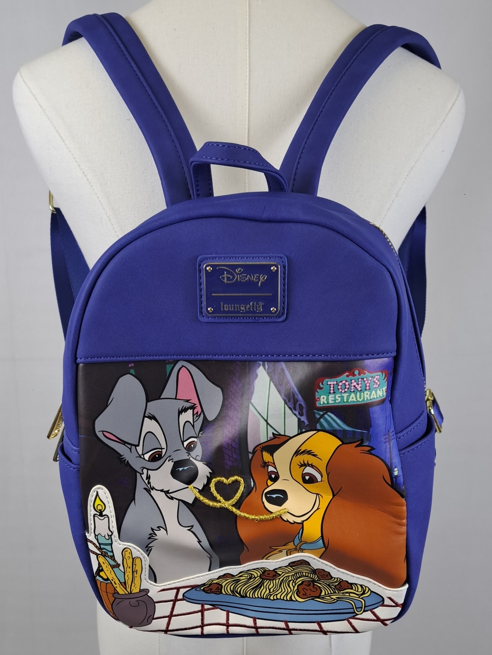 Loungefly x Disney Lady and the Tramp Purple Spaghetti Scene Mini Backpack